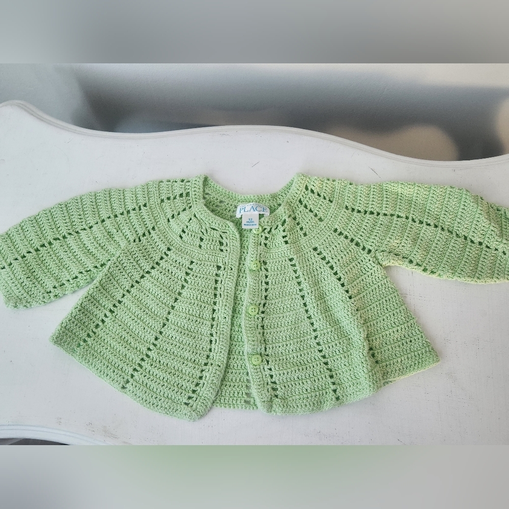 Girl's Green Knit Sweater Size 12 Months The Children's Place